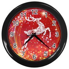 Background Reindeer Christmas Wall Clocks (black) by Nexatart