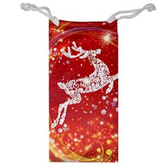 Background Reindeer Christmas Jewelry Bag by Nexatart