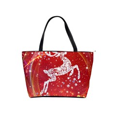 Background Reindeer Christmas Shoulder Handbags by Nexatart