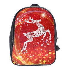 Background Reindeer Christmas School Bags(large)  by Nexatart