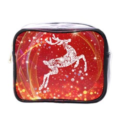 Background Reindeer Christmas Mini Toiletries Bags by Nexatart