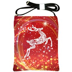 Background Reindeer Christmas Shoulder Sling Bags by Nexatart