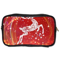 Background Reindeer Christmas Toiletries Bags by Nexatart