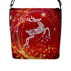 Background Reindeer Christmas Flap Messenger Bag (l)  by Nexatart