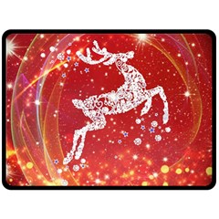 Background Reindeer Christmas Double Sided Fleece Blanket (large) 