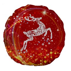 Background Reindeer Christmas Large 18  Premium Flano Round Cushions by Nexatart