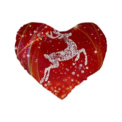 Background Reindeer Christmas Standard 16  Premium Flano Heart Shape Cushions by Nexatart