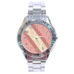 Background Pink Great Floral Design Stainless Steel Analogue Watch by Nexatart