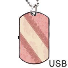 Background Pink Great Floral Design Dog Tag Usb Flash (two Sides) by Nexatart