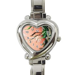 Background Stone Wall Pink Tree Heart Italian Charm Watch by Nexatart