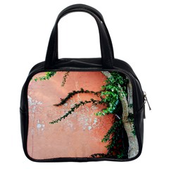 Background Stone Wall Pink Tree Classic Handbags (2 Sides) by Nexatart