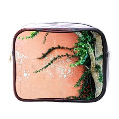 Background Stone Wall Pink Tree Mini Toiletries Bags by Nexatart