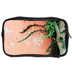 Background Stone Wall Pink Tree Toiletries Bags by Nexatart