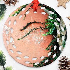 Background Stone Wall Pink Tree Ornament (round Filigree) by Nexatart