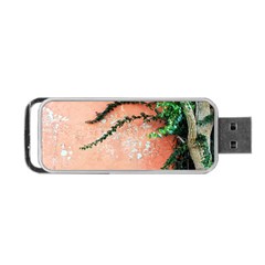 Background Stone Wall Pink Tree Portable Usb Flash (two Sides) by Nexatart