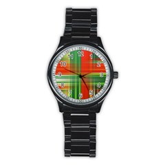 Background Texture Structure Green Stainless Steel Round Watch by Nexatart