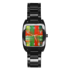 Background Texture Structure Green Stainless Steel Barrel Watch by Nexatart