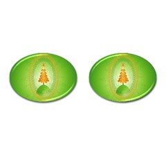 Beautiful Christmas Tree Design Cufflinks (oval) by Nexatart