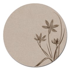 Background Vintage Drawing Sepia Magnet 5  (round) by Nexatart