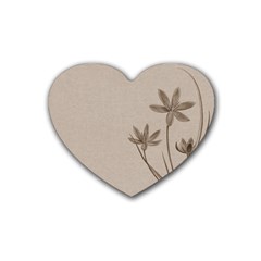 Background Vintage Drawing Sepia Rubber Coaster (heart)  by Nexatart