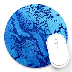 Background Tissu Fleur Bleu Round Mousepads by Nexatart