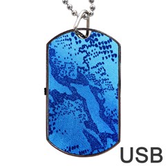 Background Tissu Fleur Bleu Dog Tag Usb Flash (one Side) by Nexatart