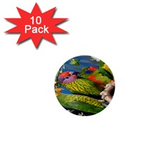 Beautifull Parrots Bird 1  Mini Buttons (10 Pack)  by Nexatart