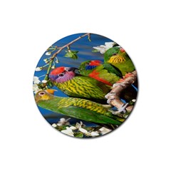 Beautifull Parrots Bird Rubber Coaster (round)  by Nexatart