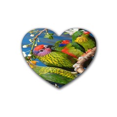 Beautifull Parrots Bird Rubber Coaster (heart)  by Nexatart