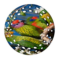 Beautifull Parrots Bird Round Filigree Ornament (two Sides) by Nexatart