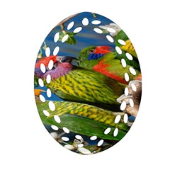 Beautifull Parrots Bird Oval Filigree Ornament (two Sides) by Nexatart