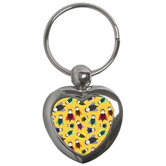 Bees Animal Pattern Key Chains (heart)  by Nexatart