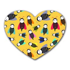 Bees Animal Pattern Heart Mousepads by Nexatart