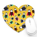 Bees Animal Pattern Heart Mousepads Front