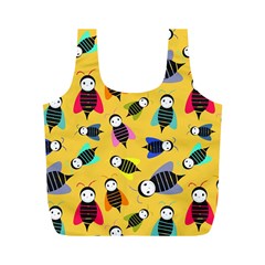 Bees Animal Pattern Full Print Recycle Bags (m)  by Nexatart