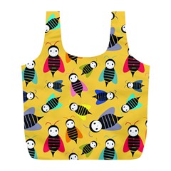 Bees Animal Pattern Full Print Recycle Bags (l)  by Nexatart