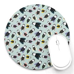 Bees Animal Pattern Round Mousepads by Nexatart