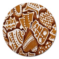 Biscuit Brown Christmas Cookie Magnet 5  (round) by Nexatart