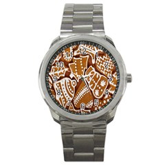 Biscuit Brown Christmas Cookie Sport Metal Watch by Nexatart