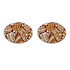 Biscuit Brown Christmas Cookie Cufflinks (oval) by Nexatart