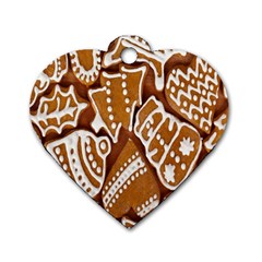 Biscuit Brown Christmas Cookie Dog Tag Heart (one Side) by Nexatart