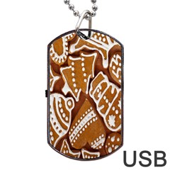 Biscuit Brown Christmas Cookie Dog Tag Usb Flash (one Side) by Nexatart