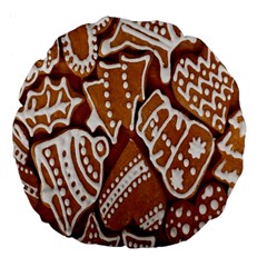 Biscuit Brown Christmas Cookie Large 18  Premium Flano Round Cushions by Nexatart