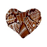 Biscuit Brown Christmas Cookie Standard 16  Premium Flano Heart Shape Cushions Back