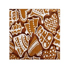 Biscuit Brown Christmas Cookie Small Satin Scarf (square) by Nexatart