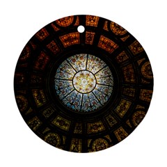 Black And Borwn Stained Glass Dome Roof Ornament (round) by Nexatart