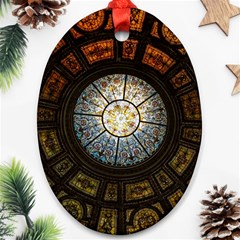 Black And Borwn Stained Glass Dome Roof Ornament (Oval)