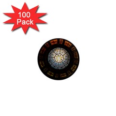 Black And Borwn Stained Glass Dome Roof 1  Mini Magnets (100 Pack)  by Nexatart