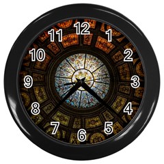 Black And Borwn Stained Glass Dome Roof Wall Clocks (black) by Nexatart