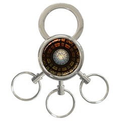 Black And Borwn Stained Glass Dome Roof 3-Ring Key Chains